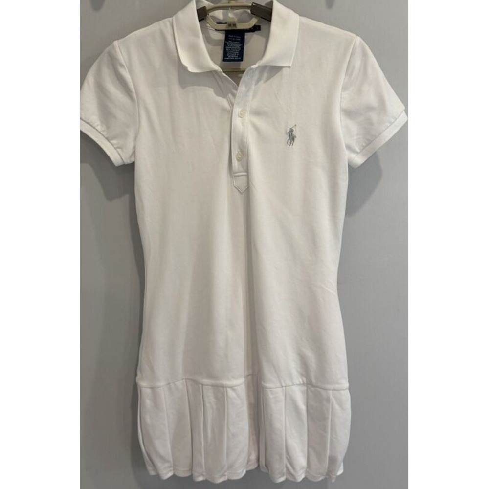 Ralph Lauren White Polo Tennis Dress Pleated Skirt Short Sleeve Size S